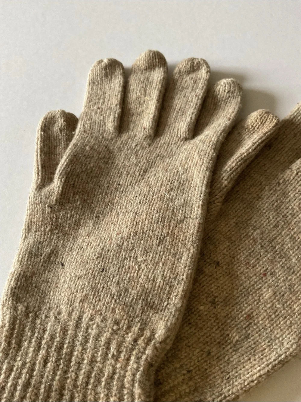MADEWELL WOMENS MERINO WOOL KNIT GLOVES BEIGE HEATHER MARL NWOT